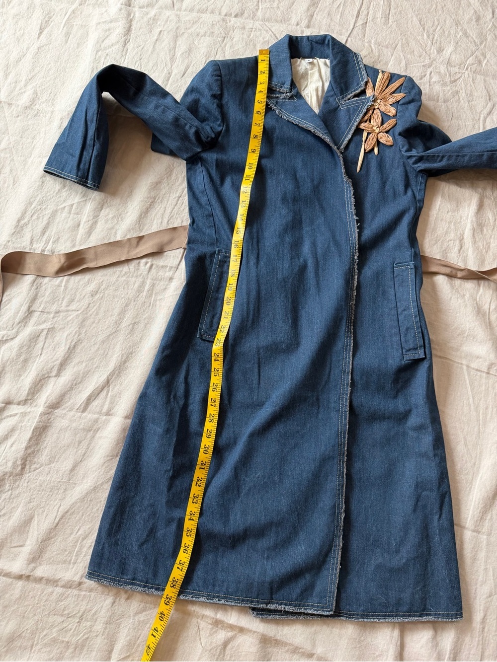 Vintage cotton denim longline jacket xs to small - Picture 13 of 15